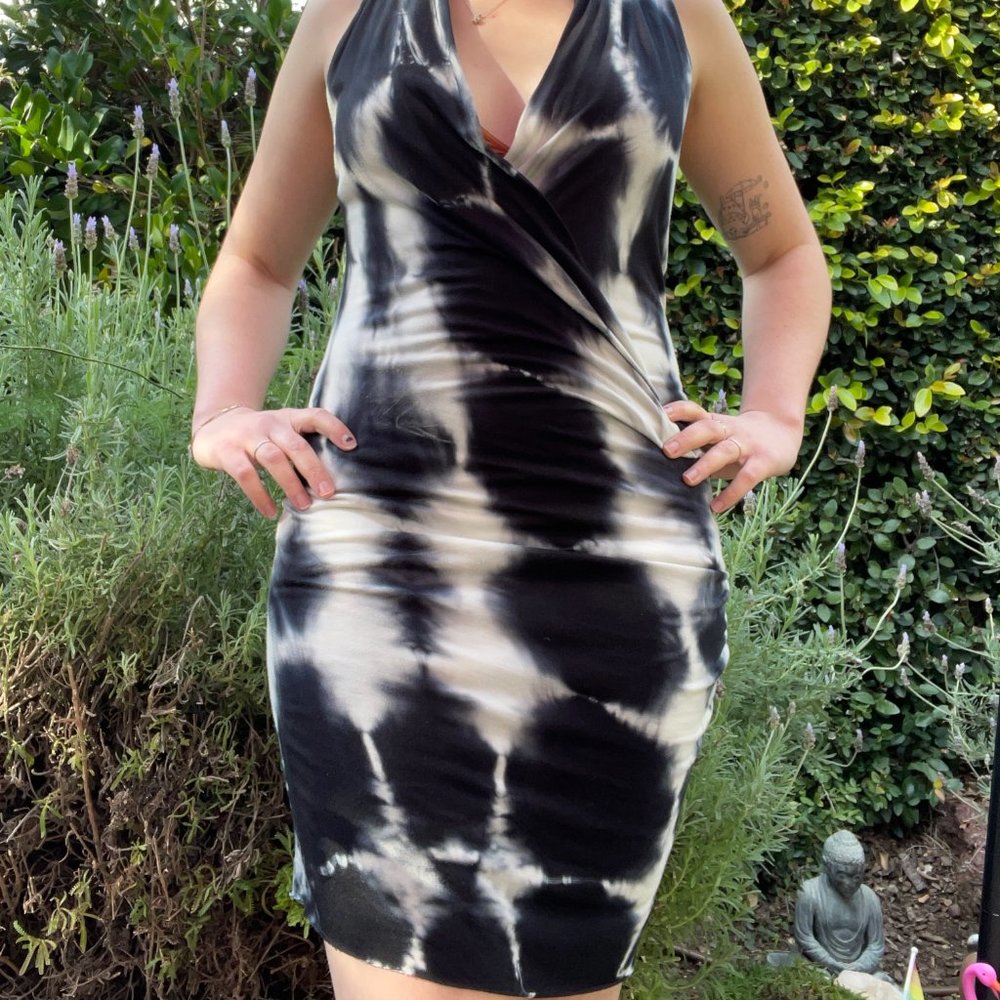 Young Fabulous & Broke Dress Blue / White Tie Dye Sleeveless  - Medium